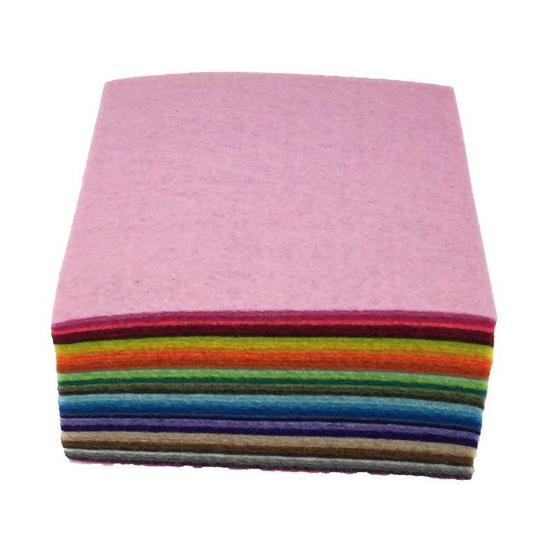 flic-flac 44PCS 4 x 4 inches (10 x10cm) Assorted Color Felt Fabric Sheets Patchwork Sewing DIY Craft 1mm Thick - Image 3